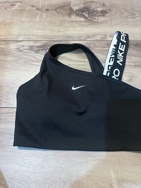 NWT Nike Black One-Shoulder Crop Top with Branded Strap